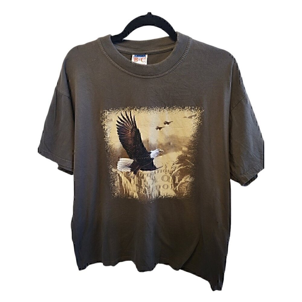 Operation Freedom Iraq Eagle Vintage Men's Size Large Army Green